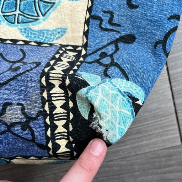Tropical Hawaiian Reversible Tote Local Design USA Turtle Tribal Print Cotton - Picture 7 of 8